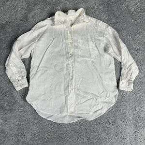 H&M women's Long Sleeve Linen Button Up Shirt S Cream Boho Bohemian Laganlook